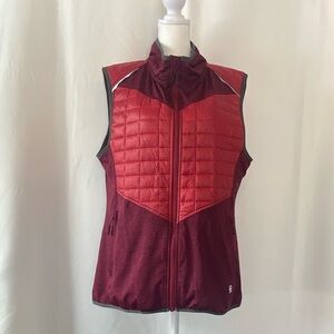 Women's Red Quilted Gorpcore Outdoor Full Zip Vest XL Golf Hiking Adventure